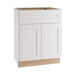 Home Decorators Collection Newport Assembled 24x34.5x21 in. Plywood Shaker Bathroom Cabinet Base Soft Close in Painted Pacific White