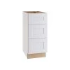 Home Decorators Collection Newport Assembled 15x34.5x21 in Plywood Shaker Vanity Base Cabinet with 3 Soft Close Drawers in Painted Pacific White