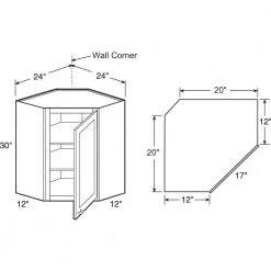 Home Decorators Collection Newport Assembled 24x30x12 in Plywood Shaker Wall Angle Corner Kitchen Cabinet Soft Close Right in Painted Pacific White -Home Decorators Soldes pacific white home decorators collection assembled kitchen cabinets wa2430r npw c3 1000