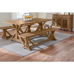 Home Decorators Collection Aberwood Patina Oak Finish Wood Rectangle Trestle Dining Table for 6 (78.75 in. L x 30 in. H) -Home Decorators Soldes patina home decorators collection kitchen dining tables dp18019 p c3 1000