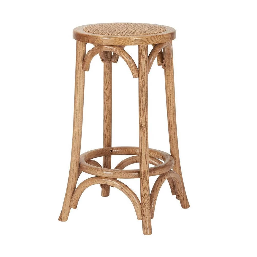 Home Decorators Collection Mavery Patina Oak Finish Backless Wood Counter Stool with Woven Rattan Seat 8 Home Decorators Collection Mavery Patina Oak Finish Backless Wood Counter Stool with Woven Rattan Seat - Image 6