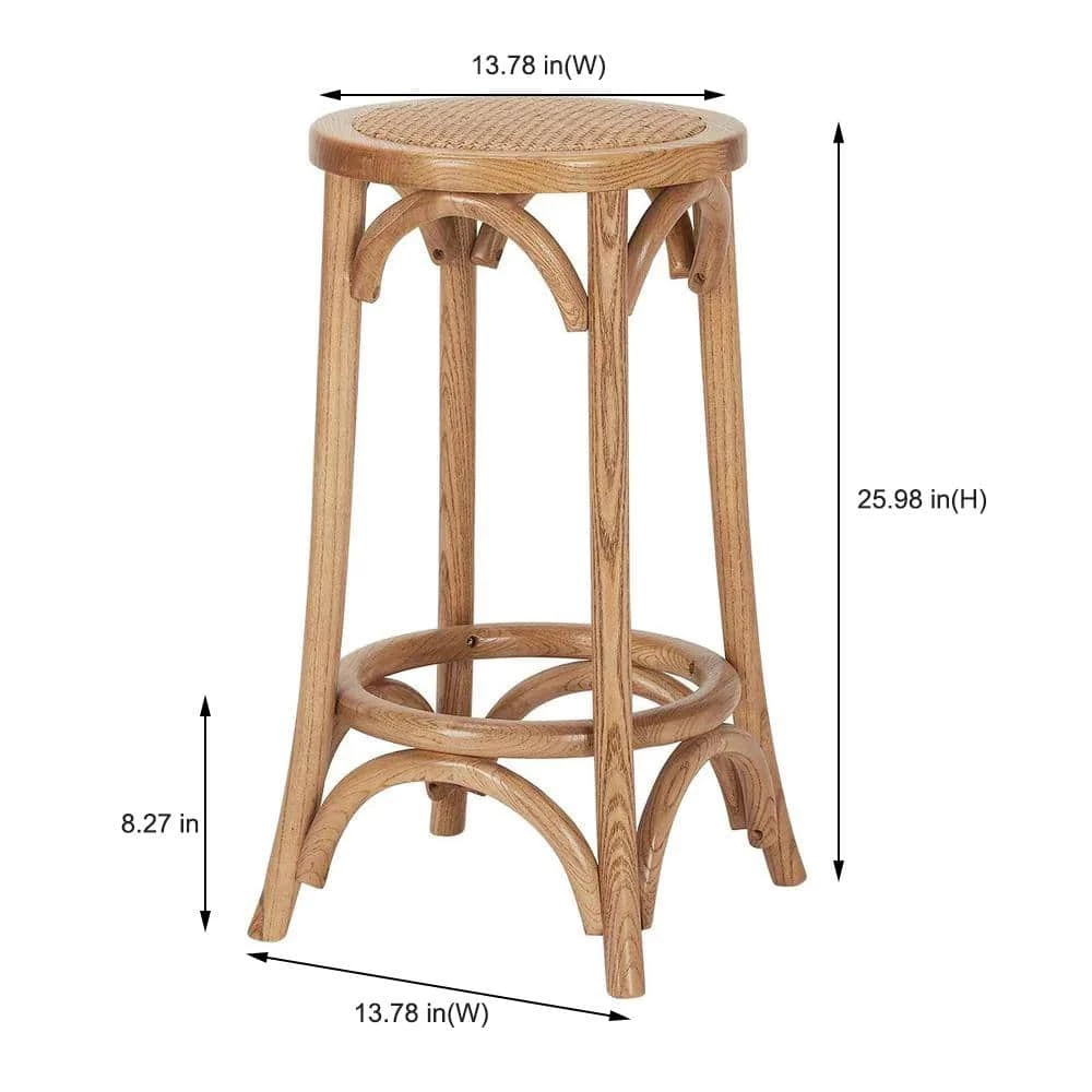 Home Decorators Collection Mavery Patina Oak Finish Backless Wood Counter Stool with Woven Rattan Seat 4 Home Decorators Collection Mavery Patina Oak Finish Backless Wood Counter Stool with Woven Rattan Seat - Image 2