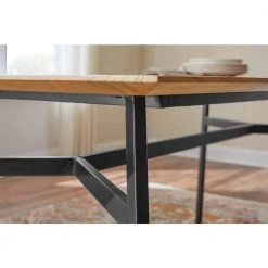 Home Decorators Collection Halford Pecan Brown Finish Rectangular Dining Table for 6 with Black Metal Base (68.9 in. L x 29.92 in. H) -Home Decorators Soldes pecan home decorators collection kitchen dining tables bt0302dfull 1d 1000