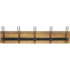 Home Decorators Collection 27 in. Rustic Pine and Distressed Brass Hook Rack