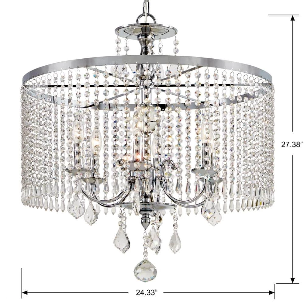 Home Decorators Collection Calisitti 6-Light Polished Chrome Chandelier with K9 Crystal Dangles 7 Home Decorators Collection Calisitti 6-Light Polished Chrome Chandelier with K9 Crystal Dangles - Image 5