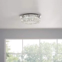 Home Decorators Collection Keighley Crystal 17.5-in. Polished Chrome Integrated LED Flush Mount Kitchen Ceiling Light Fixture -Home Decorators Soldes polished chrome home decorators collection flush mount lights cp 25117 4f 1000