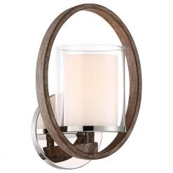 Home Decorators Collection Downing 1-Light Polished Nickel/Corona Bronze Wall Sconce