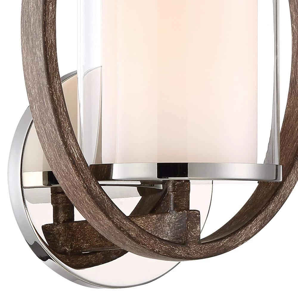 Home Decorators Collection Downing 1-Light Polished Nickel/Corona Bronze Wall Sconce 7 Home Decorators Collection Downing 1-Light Polished Nickel/Corona Bronze Wall Sconce - Image 5