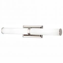 Home Decorators Collection Rolande 100-Watt Equivalent Polished Nickel LED Vanity Light with Tube Etched Glass