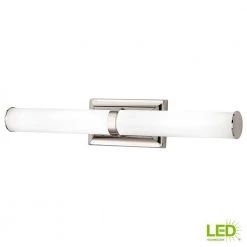 Home Decorators Collection Rolande 100-Watt Equivalent Polished Nickel LED Vanity Light with Tube Etched Glass -Home Decorators Soldes polished nickel home decorators collection vanity lighting 22838 77 1000