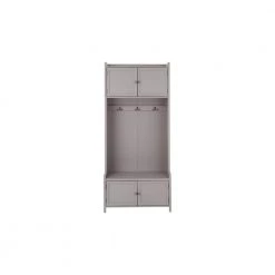 Home Decorators Collection Wolcott Riverbed Brown Wood Hall Tree with Bench and Storage (32 in. W x 72 in. H)