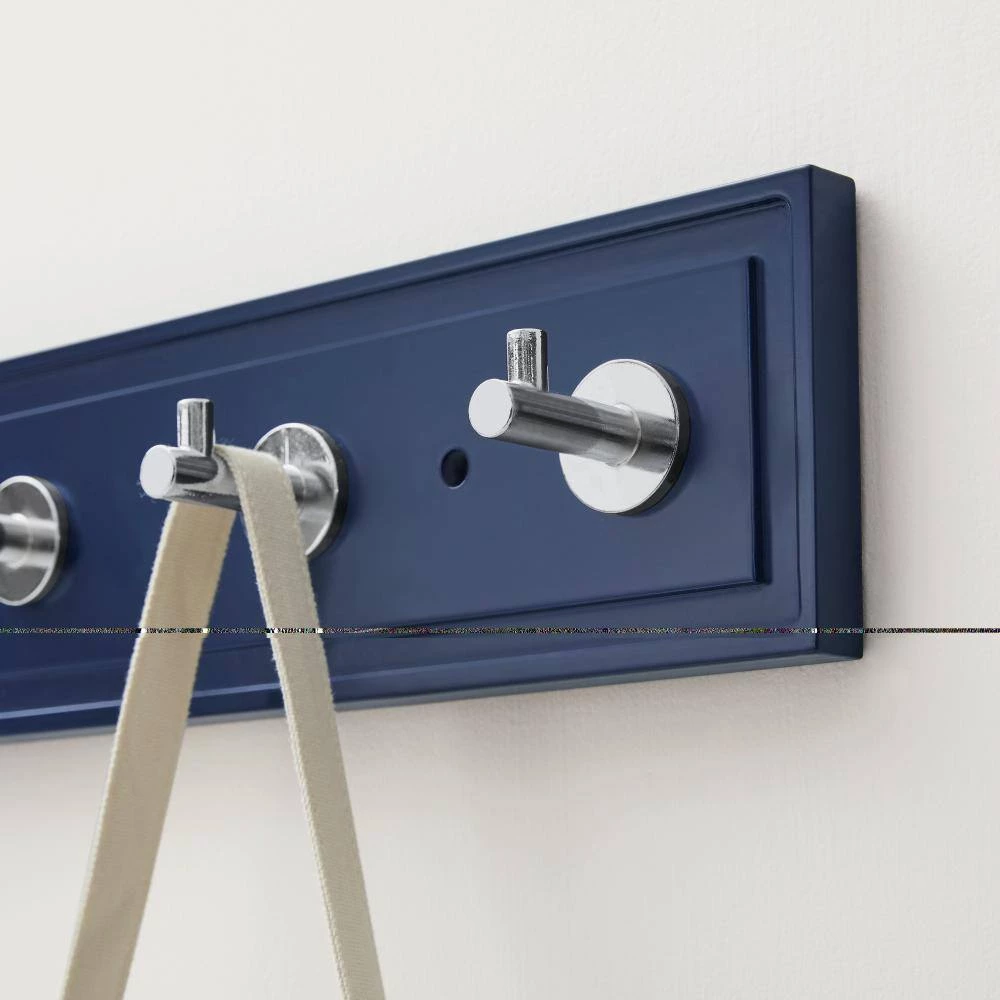 Home Decorators Collection 27 in. Royal Blue Hook Rack with 6 Chrome Single Post Hooks 6 Home Decorators Collection 27 in. Royal Blue Hook Rack with 6 Chrome Single Post Hooks - Image 4