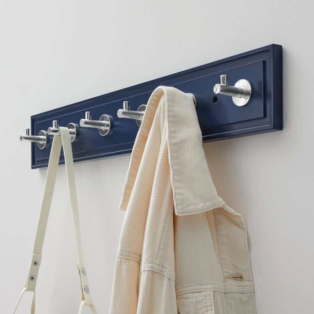 Home Decorators Collection 27 in. Royal Blue Hook Rack with 6 Chrome Single Post Hooks 5 Home Decorators Collection 27 in. Royal Blue Hook Rack with 6 Chrome Single Post Hooks - Image 3