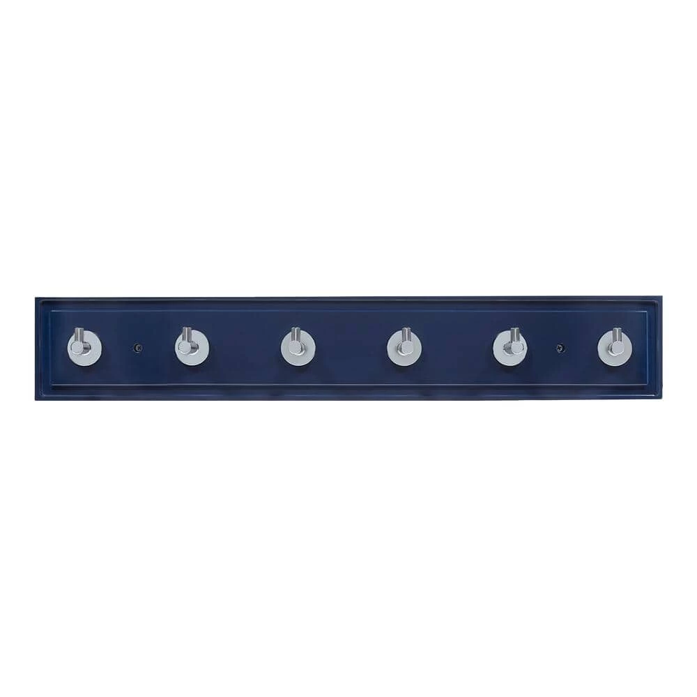Home Decorators Collection 27 in. Royal Blue Hook Rack with 6 Chrome Single Post Hooks 3 Home Decorators Collection 27 in. Royal Blue Hook Rack with 6 Chrome Single Post Hooks