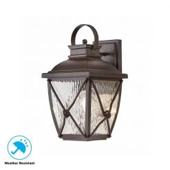Home Decorators Collection Springbrook 15 in. Rustic 1-Light Outdoor Wall Lamp with Clear Water Glass Shade -Home Decorators Soldes rustic home decorators collection outdoor sconces hb7087 314 77 1000