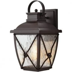 Home Decorators Collection Springbrook 15 in. Rustic 1-Light Outdoor Wall Lamp with Clear Water Glass Shade -Home Decorators Soldes rustic home decorators collection outdoor sconces hb7087 314 a0 1000