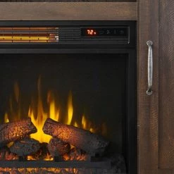 Home Decorators Collection Chastain 56 in. Freestanding Media Console Electric Fireplace TV Stand with Sliding Barn Door in Rustic Walnut -Home Decorators Soldes rustic walnut home decorators collection fireplace tv stands 118090 1d 1000