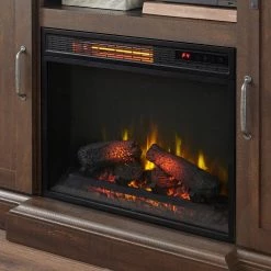 Home Decorators Collection Chastain 56 in. Freestanding Media Console Electric Fireplace TV Stand with Sliding Barn Door in Rustic Walnut -Home Decorators Soldes rustic walnut home decorators collection fireplace tv stands 118090 4f 1000