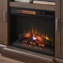 Home Decorators Collection Chastain 56 in. Freestanding Media Console Electric Fireplace TV Stand with Sliding Barn Door in Rustic Walnut -Home Decorators Soldes rustic walnut home decorators collection fireplace tv stands 118090 76 1000