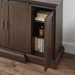 Home Decorators Collection Chastain 56 in. Freestanding Media Console Electric Fireplace TV Stand with Sliding Barn Door in Rustic Walnut -Home Decorators Soldes rustic walnut home decorators collection fireplace tv stands 118090 77 1000