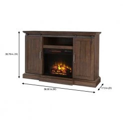 Home Decorators Collection Chastain 56 in. Freestanding Media Console Electric Fireplace TV Stand with Sliding Barn Door in Rustic Walnut -Home Decorators Soldes rustic walnut home decorators collection fireplace tv stands 118090 a0 1000