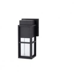 Home Decorators Collection Melrose 1-Light Sand Black LED Outdoor Wall Mount Lantern