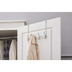 Home Decorators Collection Adjustable Over- The -Door 16 in. Satin Nickel Hook Rack with 4 Hooks -Home Decorators Soldes satin nickel home decorators collection hooks 64271 31 1000