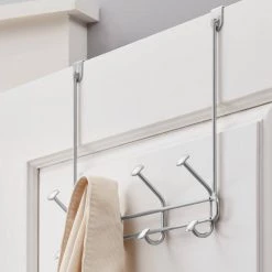 Home Decorators Collection Adjustable Over- The -Door 16 in. Satin Nickel Hook Rack with 4 Hooks -Home Decorators Soldes satin nickel home decorators collection hooks 64271 4f 1000