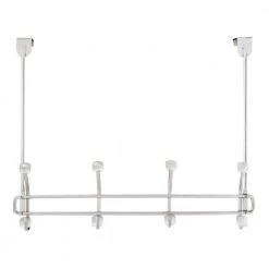 Home Decorators Collection Adjustable Over- The -Door 16 in. Satin Nickel Hook Rack with 4 Hooks