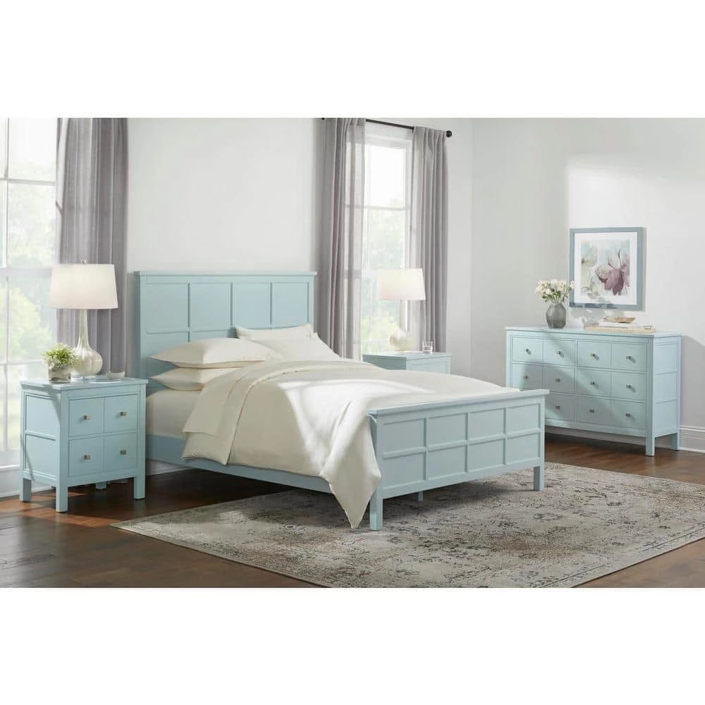 Home Decorators Collection Beckley Seabreeze Green Wood King Bed with Grid Back (80.7 in W. X 54 in H.) 5 Home Decorators Collection Beckley Seabreeze Green Wood King Bed with Grid Back (80.7 in W. X 54 in H.) - Image 3