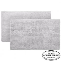Home Decorators Collection Shadow Gray 24 in. x 40 in. Cotton Reversible Bath Rug (Set of 2)