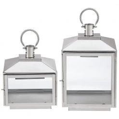 Home Decorators Collection Silver Stainless Steel Candle Hanging or Tabletop Lantern (Set of 2)