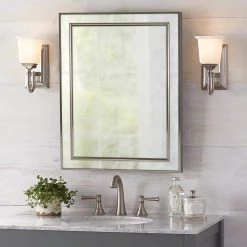 Home Decorators Collection 20-1/8 in. W x 26 in. H Fog Free Framed Recessed or Surface-Mount Mirror Bathroom Medicine Cabinet in Brushed Nickel -Home Decorators Soldes silver home decorators collection medicine cabinets with mirrors 45418 31 1000