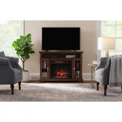 Home Decorators Collection Canteridge 47 in. Media Console Electric Fireplace for TVs up to 55 in. in Simply Brown