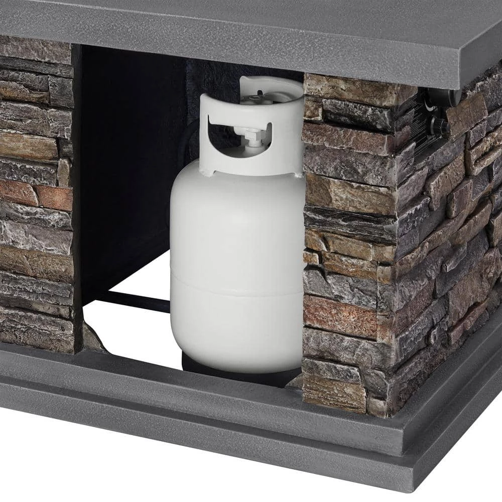 Home Decorators Collection 34 in. x 24 in. Envirostone Propane Gas Brown Fire Pit with Lava Rocks 7 Home Decorators Collection 34 in. x 24 in. Envirostone Propane Gas Brown Fire Pit with Lava Rocks - Image 5