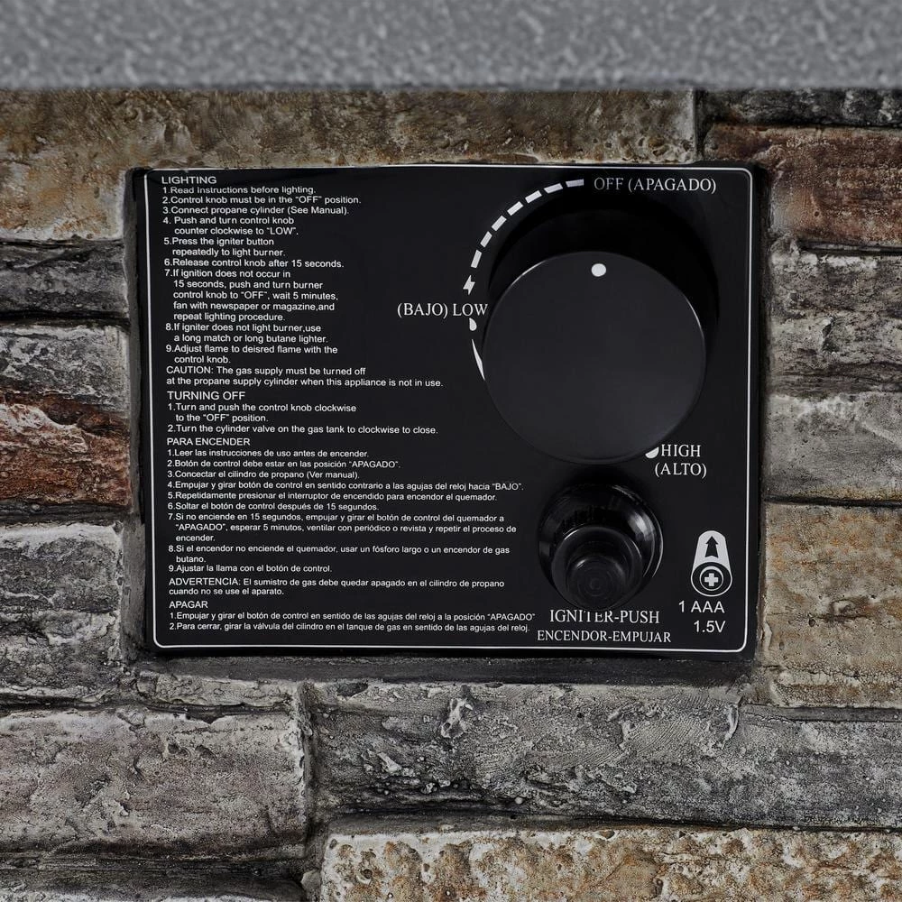 Home Decorators Collection 34 in. x 24 in. Envirostone Propane Gas Brown Fire Pit with Lava Rocks 12 Home Decorators Collection 34 in. x 24 in. Envirostone Propane Gas Brown Fire Pit with Lava Rocks - Image 10