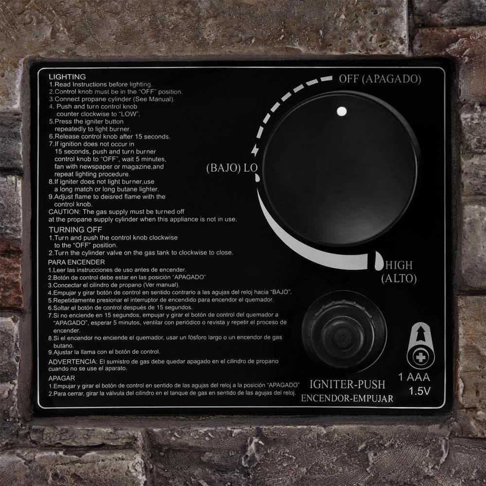 Home Decorators Collection 34 in. x 24 in. Envirostone Propane Gas Brown Fire Pit with Lava Rocks 6 Home Decorators Collection 34 in. x 24 in. Envirostone Propane Gas Brown Fire Pit with Lava Rocks - Image 4