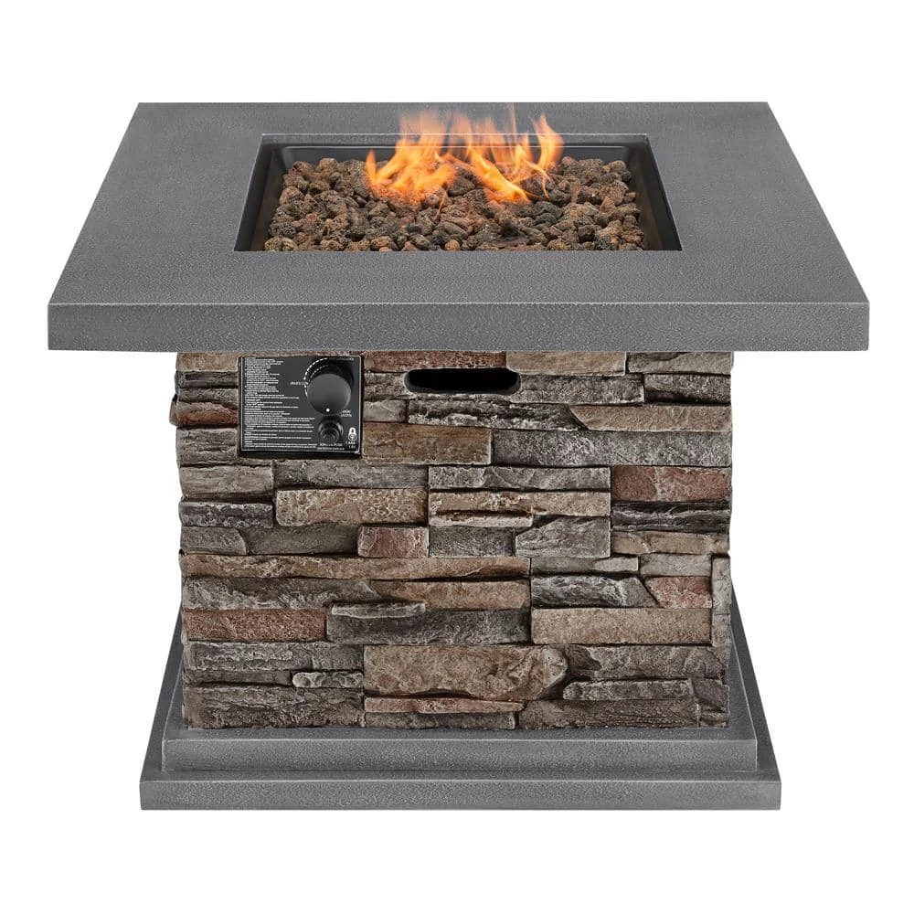 Home Decorators Collection 34 in. x 24 in. Envirostone Propane Gas Brown Fire Pit with Lava Rocks 4 Home Decorators Collection 34 in. x 24 in. Envirostone Propane Gas Brown Fire Pit with Lava Rocks - Image 2