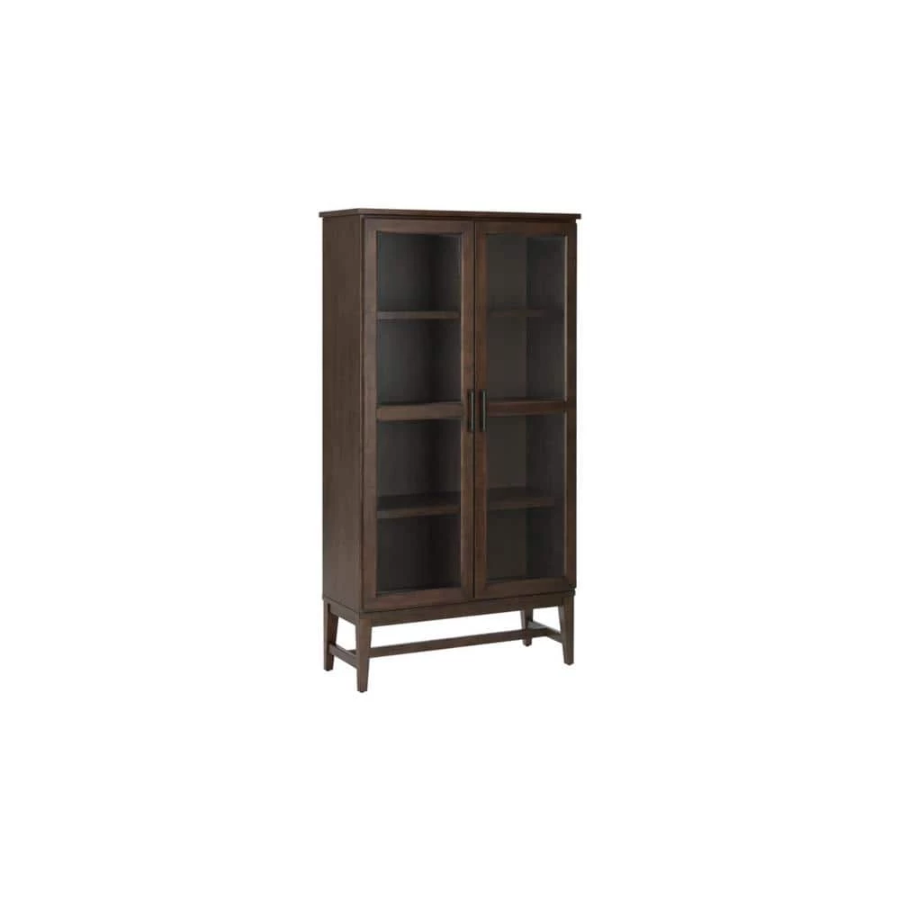 Home Decorators Collection 61.1 in. Smoke Wood 4-shelf Standard Bookcase with Glass Door 8 Home Decorators Collection 61.1 in. Smoke Wood 4-shelf Standard Bookcase with Glass Door - Image 6