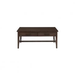 Home Decorators Collection Bellamy 42 in. Smoke Large Rectangle Wood Coffee Table with 2-Drawers