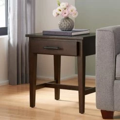 Home Decorators Collection Bellamy Rectangular Smoke Brown Wood 1 Drawer End Table (20 in. W x 22 in. H) -Home Decorators Soldes smoke home decorators collection end side tables sk19345e s 40 1000