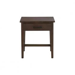 Home Decorators Collection Bellamy Rectangular Smoke Brown Wood 1 Drawer End Table (20 in. W x 22 in. H)