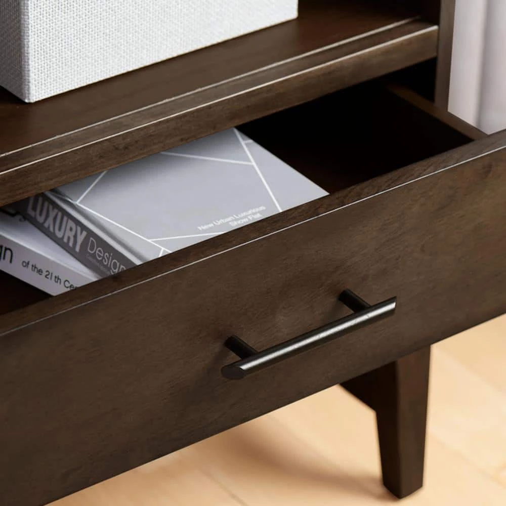 Home Decorators Collection Bellamy Smoke Brown Wood 2 Drawer TV Stand with Cord Management (42 in. W x 25 in. H) 6 Home Decorators Collection Bellamy Smoke Brown Wood 2 Drawer TV Stand with Cord Management (42 in. W x 25 in. H) - Image 4