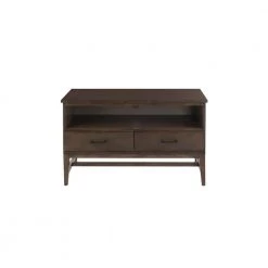 Home Decorators Collection Bellamy Smoke Brown Wood 2 Drawer TV Stand with Cord Management (42 in. W x 25 in. H)