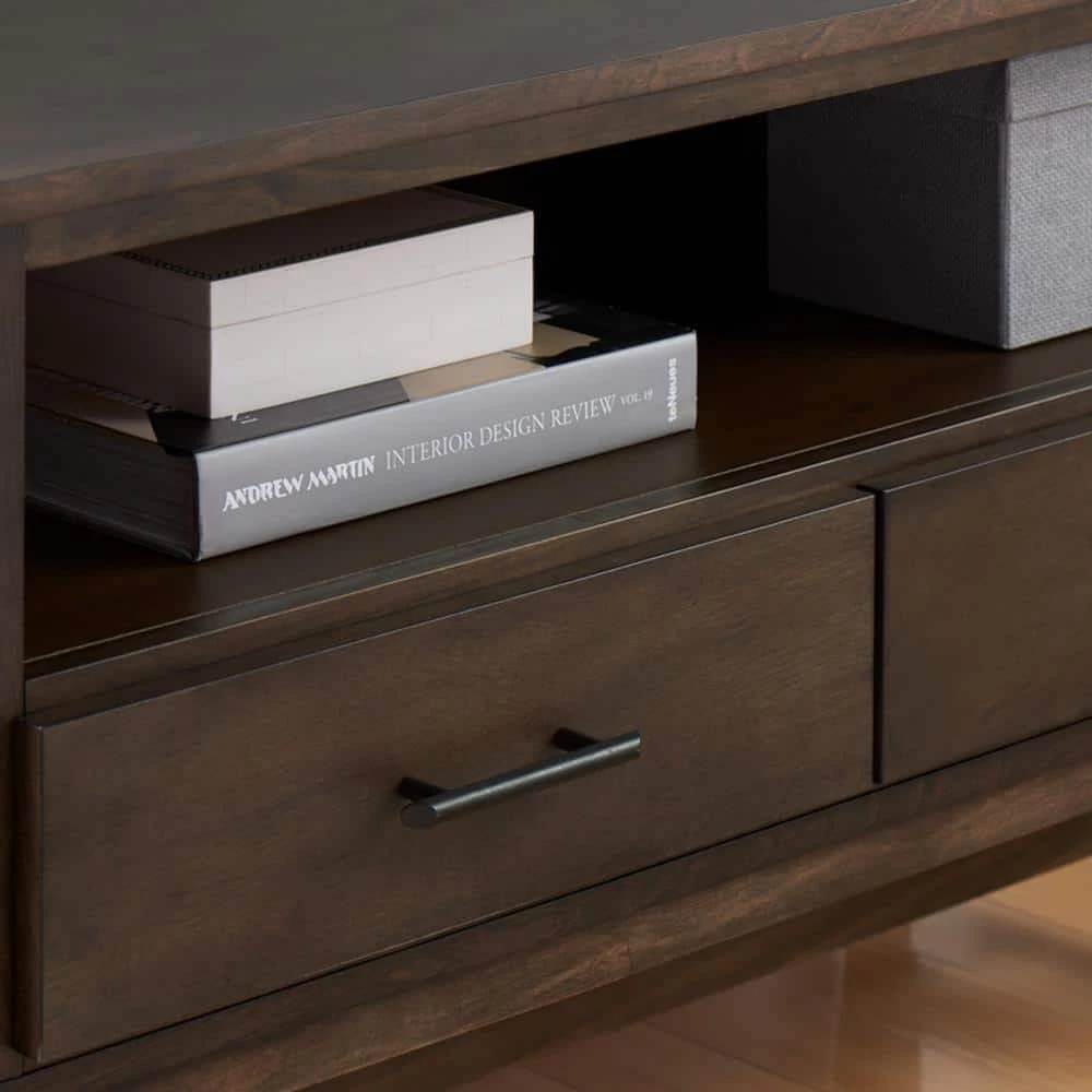 Home Decorators Collection Bellamy Smoke Brown Wood 2 Drawer TV Stand with Cord Management (42 in. W x 25 in. H) 7 Home Decorators Collection Bellamy Smoke Brown Wood 2 Drawer TV Stand with Cord Management (42 in. W x 25 in. H) - Image 5