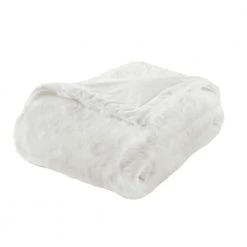 Home Decorators Collection Piper White Snow Faux Rabbit Fur Throw Blanket