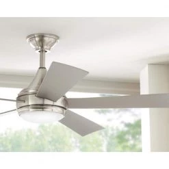 Home Decorators Collection Hanlon 52 in. Integrated LED Indoor/Outdoor Stainless Steel Ceiling Fan with Light Kit and Wall Control -Home Decorators Soldes stainless steel home decorators collection ceiling fans with lights yg533 sst bn 40 1000