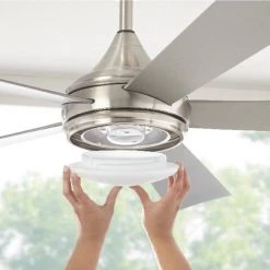 Home Decorators Collection Hanlon 52 in. Integrated LED Indoor/Outdoor Stainless Steel Ceiling Fan with Light Kit and Wall Control -Home Decorators Soldes stainless steel home decorators collection ceiling fans with lights yg533 sst bn a0 1000