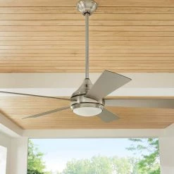 Home Decorators Collection Hanlon 52 in. Integrated LED Indoor/Outdoor Stainless Steel Ceiling Fan with Light Kit and Wall Control -Home Decorators Soldes stainless steel home decorators collection ceiling fans with lights yg533 sst bn e1 1000