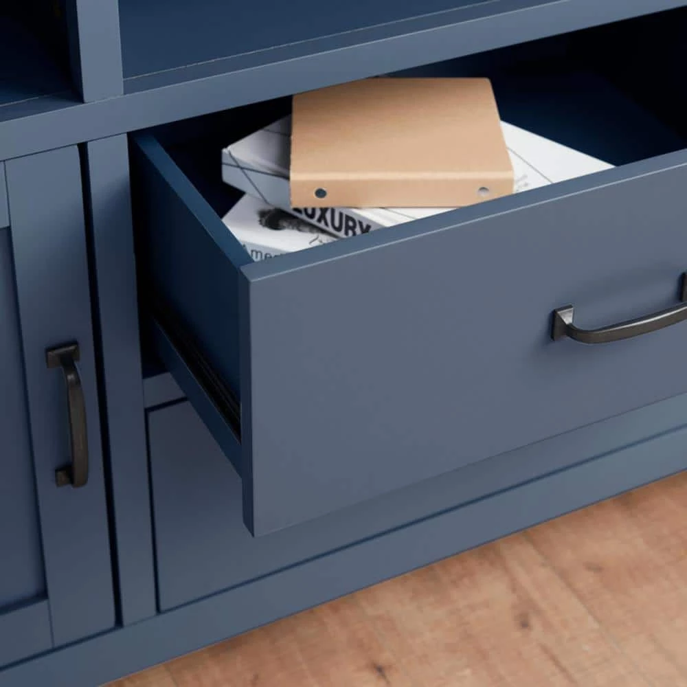 Home Decorators Collection Whitford Steel Blue Wood TV Stand with Two Doors and Two Drawers (58 in. W x 30 in. H) 6 Home Decorators Collection Whitford Steel Blue Wood TV Stand with Two Doors and Two Drawers (58 in. W x 30 in. H) - Image 4